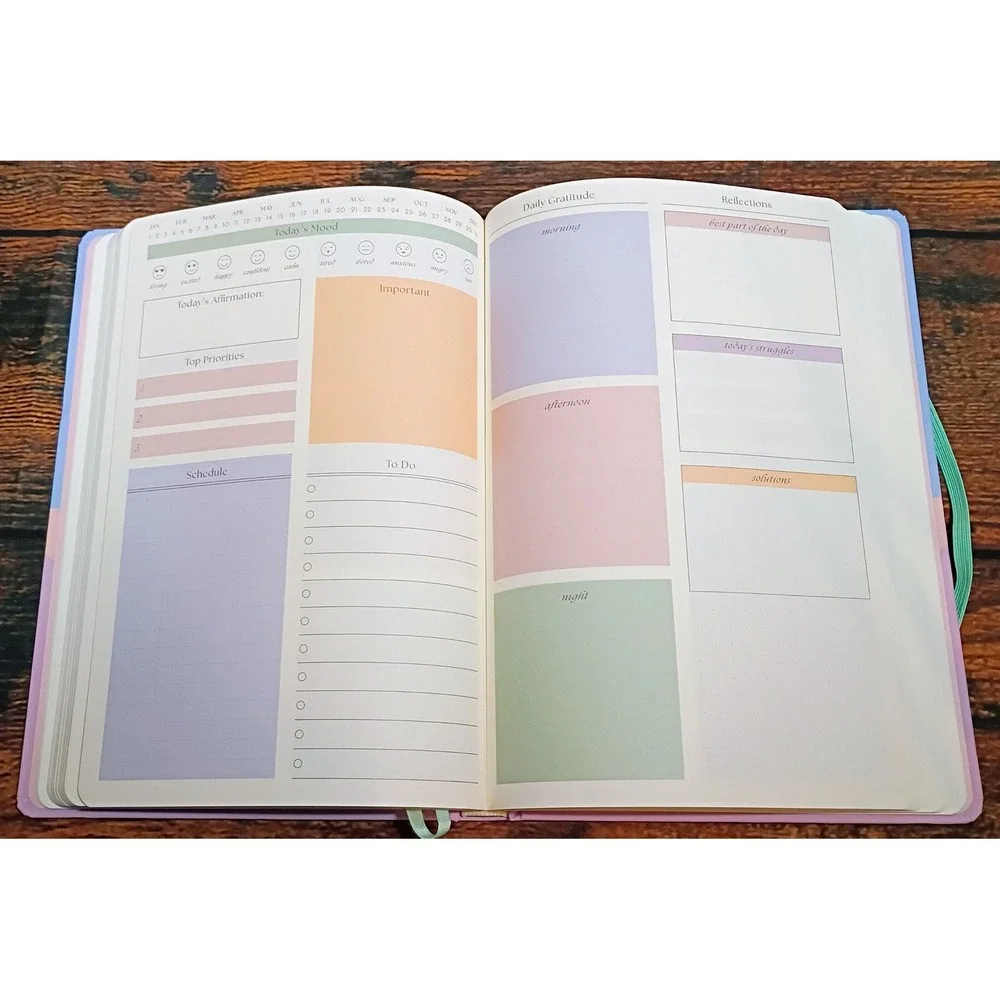 Spritz Daily Gratitude Journal Pastel Colorblock‎ Hardcover Planner 120 Sheets